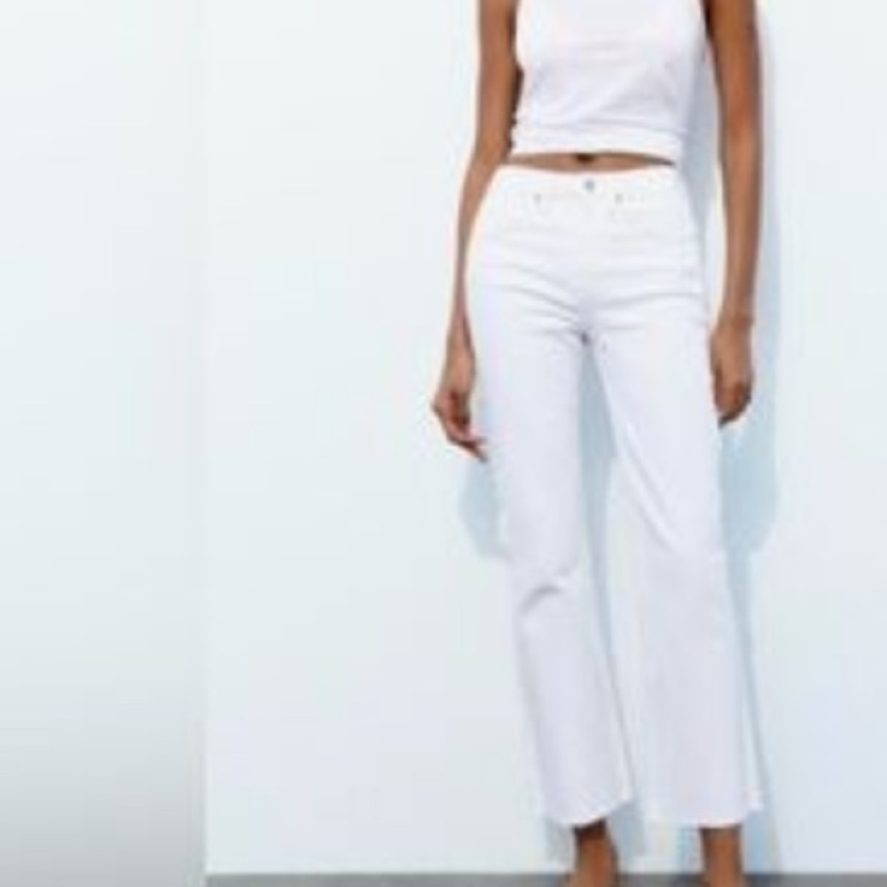 Zara White Straight Leg Jeans